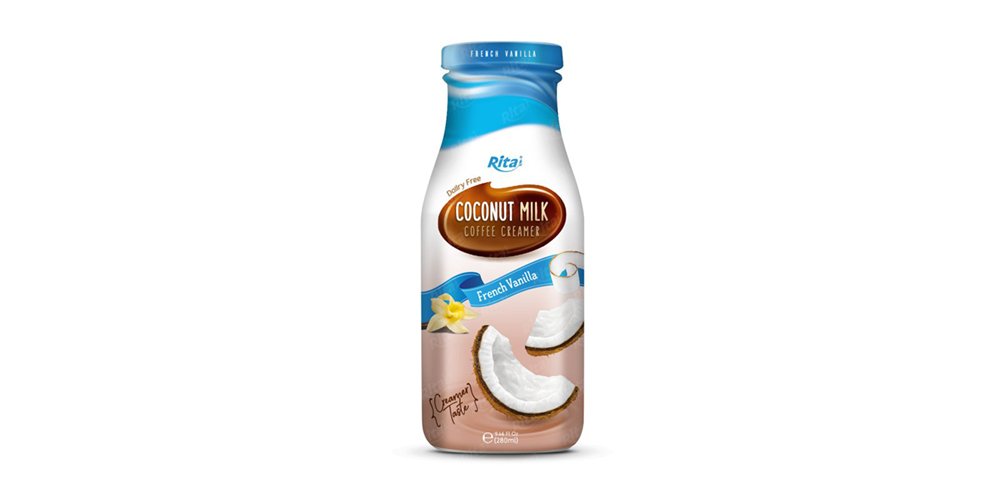 Rita Brand Coconut Milk With French Vanilla  Flavor 280ml Glass Bottle 